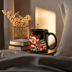Santa & Friends – Magical Christmas Ceramic Mug Black