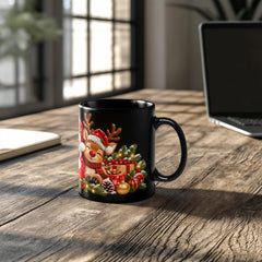 Santa & Friends – Magical Christmas Ceramic Mug Black