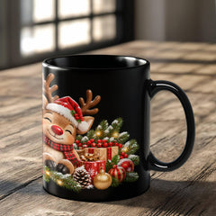 Santa & Friends – Magical Christmas Ceramic Mug Black
