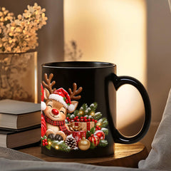 Santa & Friends – Magical Christmas Ceramic Mug Black