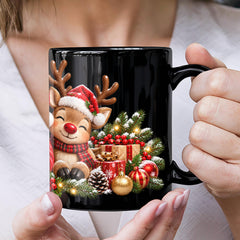 Santa & Friends – Magical Christmas Ceramic Mug Black