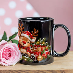 Santa & Friends – Magical Christmas Ceramic Mug Black