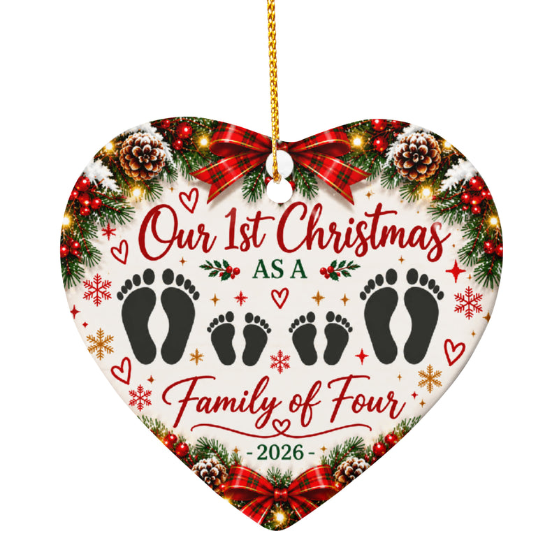 Ceramic Heart - 1st Christmas Family of 4