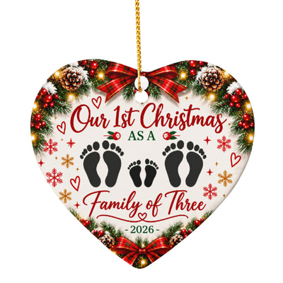 Ceramic Heart - 1st Christmas Family of 3