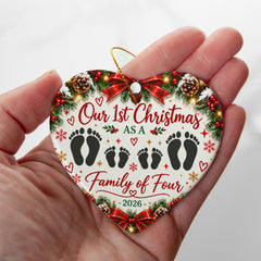 Ceramic Heart - 1st Christmas Family of 4