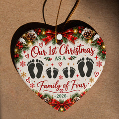 Ceramic Heart - 1st Christmas Family of 4