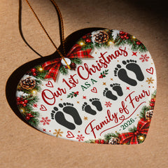 Ceramic Heart - 1st Christmas Family of 4