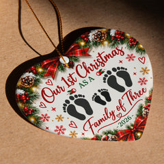 Ceramic Heart - 1st Christmas Family of 3