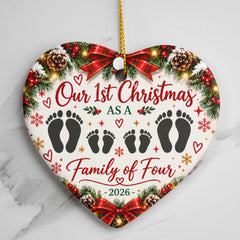 Ceramic Heart - 1st Christmas Family of 4