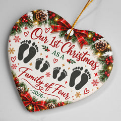Ceramic Heart - 1st Christmas Family of 4