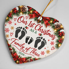 Ceramic Heart - 1st Christmas Family of 3