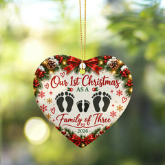 Ceramic Heart - 1st Christmas Family of 3