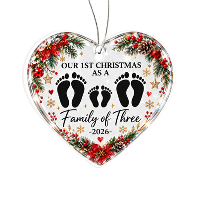 Acrylic Heart - 1st Christmas Family of 3