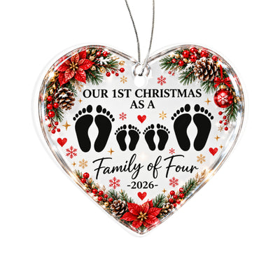 Acrylic Heart - 1st Christmas Family of 4