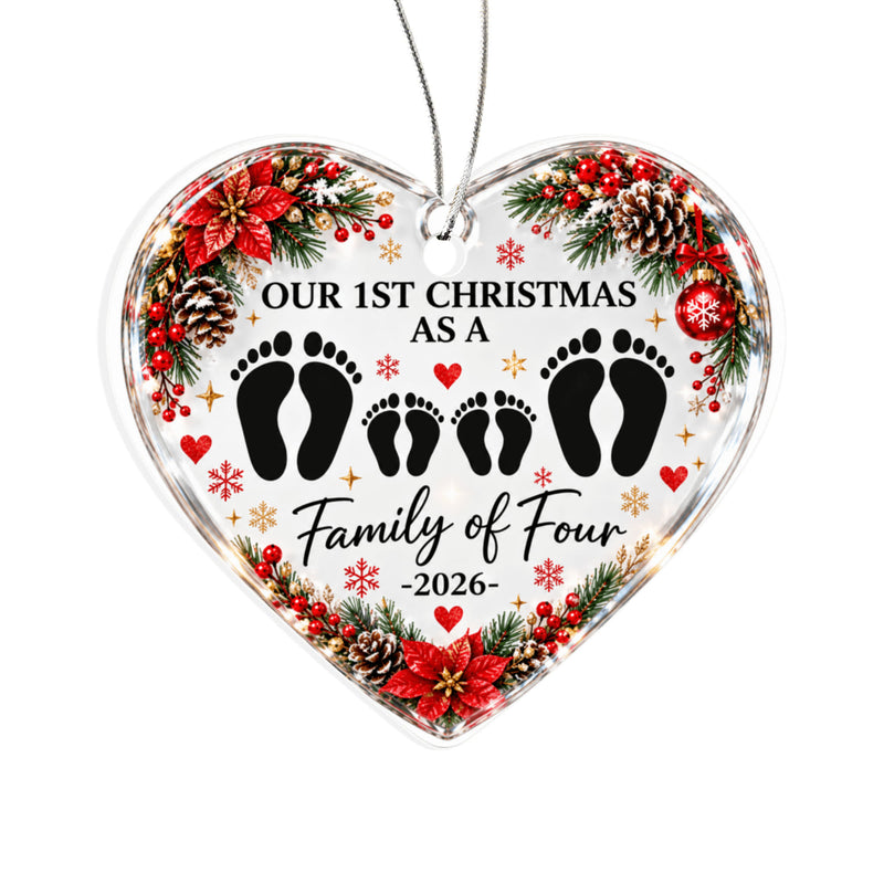 Acrylic Heart - 1st Christmas Family of 4
