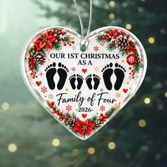 Acrylic Heart - 1st Christmas Family of 4