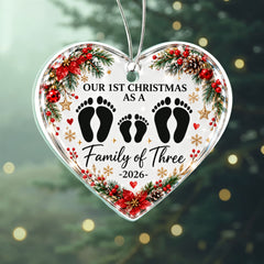 Acrylic Heart - 1st Christmas Family of 3