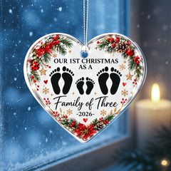 Acrylic Heart - 1st Christmas Family of 3