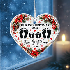 Acrylic Heart - 1st Christmas Family of 4