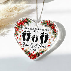 Acrylic Heart - 1st Christmas Family of 3