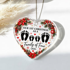 Acrylic Heart - 1st Christmas Family of 4