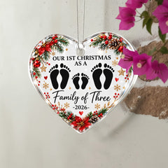 Acrylic Heart - 1st Christmas Family of 3