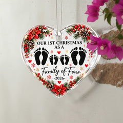 Acrylic Heart - 1st Christmas Family of 4